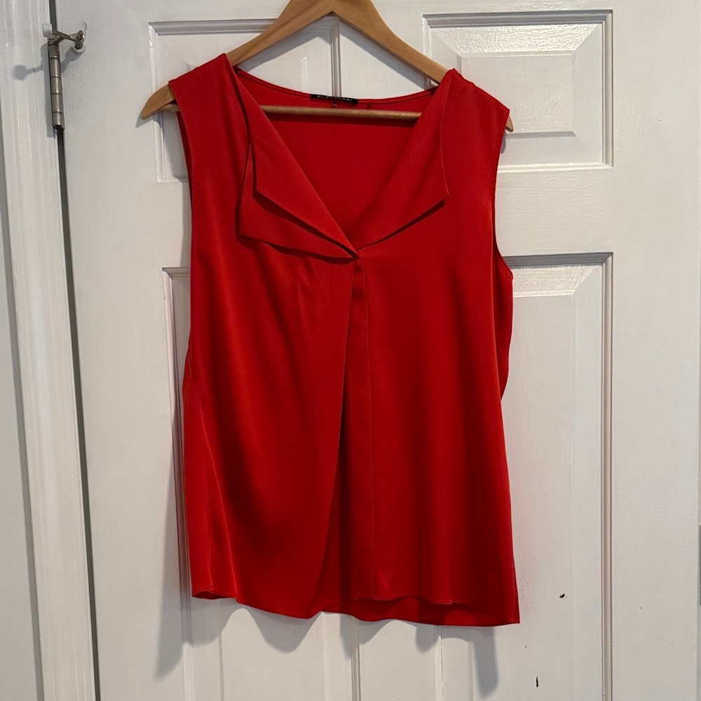 Elie Tahari Vibrant Orange/Red Silk Blouse